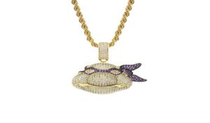 FashionNinjie Turtles pendant necklaces for men luxury designer mens bling diamond cartoon pendants 18k gold plated hip hop jewel9380809