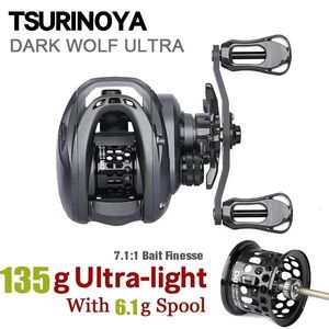 Fly Fishing Reels2 TSURINOYA Baitcasting Reel Coil Ultra Light 135g BFS 6 1g Spool Bait Finesse Dark Wolf KF50S Shallow Gear 231211