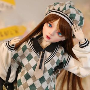 Dolls 1 3 BJD Doll 60cm Fashion preppy girl dolls Designer makeup Including Hair Eyes Clothes 31 Movable joint Birthday Gift Toy 231212