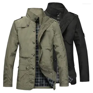 Men's Trench Coats Bomber Coat Men Business Jacket Long Sleeve Military Zipper Slim Autumn Korean Casual