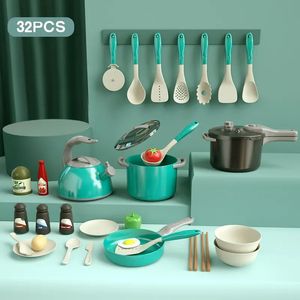 Küchen spielen Food 32PCS Kids Kitchen Cooking Toy Set tun mit Pots Pans Utensilien Kochgeschirrs Rollenspiele Spielzeug Jungen Mädchen 231211