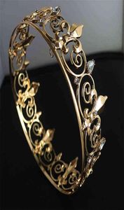 Barok Vintage Royal Full Round King Crown Gold Metal Crowns and Tiaras for Men PROM KRÓL PARTY AKCESORIES KARTA 217824763