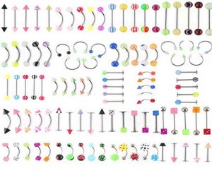 Multipurpose Body Piercing Jewelry Lip Nose Tongue Studs Nipple Navel Rings Screwback Ear Eyebrow Puncture Mixed 105pcslot4526100