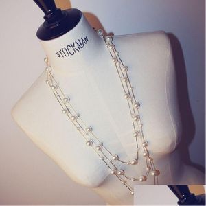 Pendant Necklaces Jewelry Women Designer Fl Pearl Necklace With Flower Double Sweater Chains Elegant Long For Girl Gift Drop Delivery Dhb5L