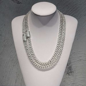 Продукт Чистые ювелирные украшения 10 мм 12 мм хип -хоп Iced Out 2 Row Diamond Moissanite Cuban Link Chains