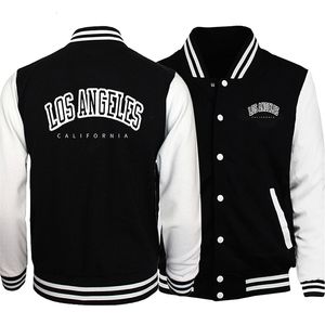 Herrjackor los Angeles California USA City Retro Letter Mens kläder Loose Fashion Baseball Uniform Outdoor Biker Travel Coat Men's Jacket 231211