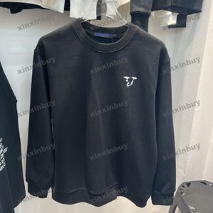 Xinxinbuy 2024 Erkekler Tasarımcı Hoodie Sweatshirt Hollow Nakış Mektubu Uzun Kollu Kadınlar Mavi Siyah Beyaz Gri S-2XL