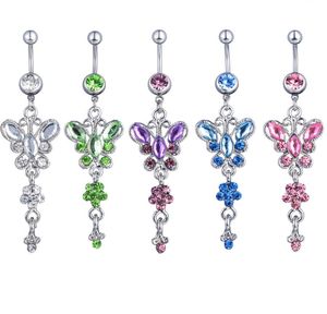 D0728 Bowknot with Flower Belly Navel Button Ring Mix Colors6225739