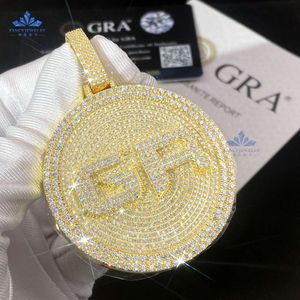 Custom Pass Diamond Tester Vvs Moissanite 925 Silver Necklace Pendant Letter Personalized Hip Hop Fine Jewelry