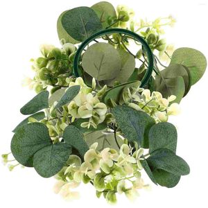 Decorative Flowers Christmas Rings Wreaths Candlestick Garland Dining Table Decor Artificial Leaf