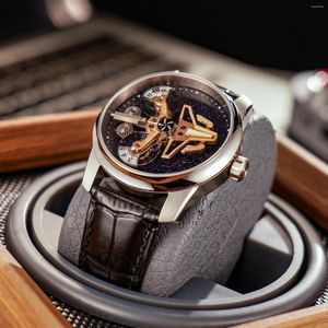 Wristwatches OBLVLO Design Airplane II Mens Self-Winding Automatic Watch Luxury Leather Luminous Waterproof Sport For Men SK-A-II