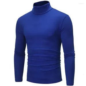 Herrdräkter B1396 Autumn Winter Thermal Long Sleeve Roll Turtleneck T-shirt Solid Color Topps Male Slim Basic Stretch Tee Top T-shirts