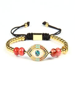 Mens Bracelets Multi Color Cz Abalone Turkish Lucky Eye Macrame Bracelet With 4mm Stainless Steel Stone Beads3274714