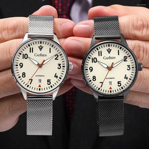 Wristwatches CADISEN NH35A Sapphire Mirror Waterproof Man Watch Luminous Dial Stainless Steel Men's Watches Mechanical Automation