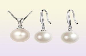 Modna Kobiety Pearl Jewelry Gets 925 Srebrny łańcuch pudełka Fit 10 mm 12 mm gładki Pearl Ball Kulad Wisiant Naszyjnik Zestaw biżuterii 105264447