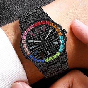 Wristwatches Mens Watch Top Brand For Men Women Luxury Iced Out Black Gold Crystal Calendar Fashion Wrist Watches Relogio Masculin290x