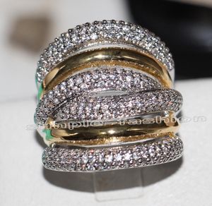 Fashion Jewel Classic 236 st GEM 5A Zircon Stone 14kt White Yellow Gold Filled Engagement Wedding Band Ring Set SZ 5115763231