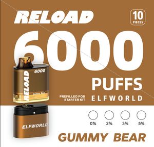 Palax 6000 Elfworld Mary Lost Bar Wape Einweg-Puffbar Superbar Pro Max Big Cloud Legend 6000 12000 18000 Ersatz-Pod vorgefüllt Lowitte Rechargable Miracle