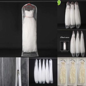 New Storage Bags New Double-sided Transparent Tulle/Voile Wedding Bridal Dress Dust Cover with Side-zipper for Home Wardrobe Gown Storage Bag