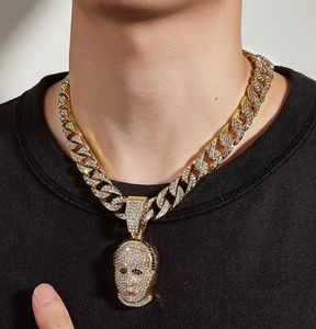 Мужская цепочка Iced Out в стиле хип-хоп, ювелирные изделия, ожерелье, браслеты, золото, серебро, Майами, кубинские звенья, цепочки, ожерелья, Skull4378885