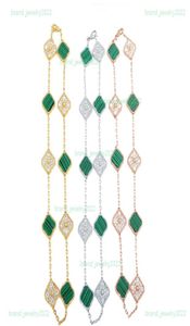 Luxury 10 Flower Crystal Choker Classic Fourleaf Clover Necklace Designer smycken Högkvalitativ natursten 18K Guldpläterad hals5139226