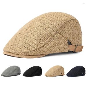 BERETS VINTER MÄNS RETRO BERET Fashion Warm Sboy Hat Flat Eaves Solid Color Leisure Lattice Justerbar taxibilschaufför