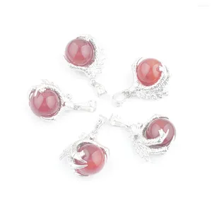 Pendant Necklaces Natural Red Agate Stone Dragon Claw Rose Quartz Reiki Chakra Charm Classic Fashion Jewelry 5Pcs TN3116