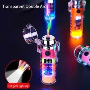 2023 Wyświetlacz LED USB Puls Puls Implower Metal Winterproof Electric Flimeless Four -podwójny cygaro High End Gift dla mężczyzn