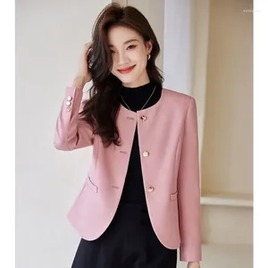 Kadınlar Elbise Sıradan Blazer Ceket Kadınlar İçin Uzun Kollu Sokak Giysesi Kore Moda Ceketleri Satı Düğmesi O Boyun Sonbahar Kış Takım
