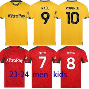 Wolverhampton 23 24 maglie da calcio in trasferta RAUL NETO NEVES TRINCAO Wanderers J OTTO PODENCE GIBBS HEE 2023 2024 magliette da calcio uomo bambino kit uniformi top