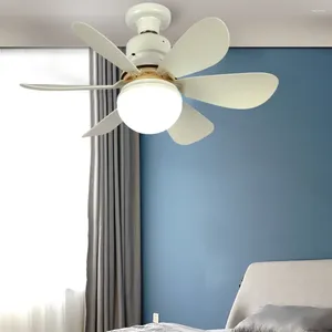 Ceiling Fans With Remote Control And Light 6 Leaves Powered Mute Canopy Fan For Sitting Room Bedroom E27 Converter Base