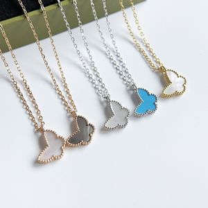 925 Sterling Silver Mini White Fritillary Butterfly Shell Pendant Women Turquoise Necklace Fashion Luxury Brand Quality SMycken