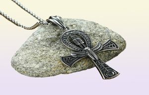 38x58mm Large Antique Silver Egyptian Ankh Pendants Necklace in Stainelss Steel Key of Life Necklace Protection Jewelry1415495