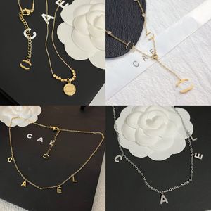 With Box Luxury Brand Jewelry Designer Pendant Necklace For Women Long Chain 18k Gold Plated Necklace Waterproof Non fading Constant black