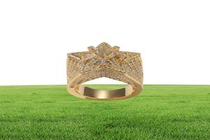 Micro Pave Iced Cubic Zirconia Iced Out Star Rings for Men Women Hip Hop Gold Ring Wedding Ring Full Diamond Jewelry88162406364969