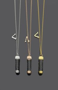 Europe America Style Men Lady Women Titanium Steel Lovers Thick Long Necklace Sweater Chain With Wrap Leather Parfym Bottle Charm1725181