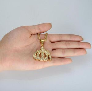 Parlak CZ İslam Kolye Kolye Kadın Paslanmaz Çelik Müslüman Collier Erkekler için Kadın Dini Takı Hediye Kolayları611663746178098