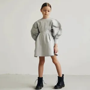 Abiti da ragazza Prevendita 2023 Autunno/Inverno Ragazza alla moda francese Lanterna a maniche lunghe Vita con apertura sul retro Abito dal design