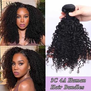 Lace Wigs 3C 4A Hair Bundles Mongolian Afro Kinky Curly Weave For Black Women Sassy Curl Virgin Hair 4 Bundles Natural ColorL240124