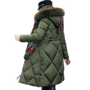 Casaco de inverno de pele grande engrossado parka feminino costura fino longo casaco de inverno para baixo algodão senhoras para baixo parka jaqueta feminina 2023