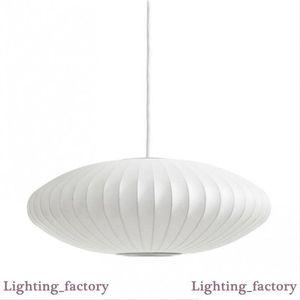 George Nelson Bubble Saucer Lamp E27 LED White Silk Pendant Light White Silk Flat Ball Pendant Lights Lamp White Silk hanging Ligh280a