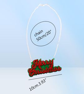 Acrylic Glitter Merry Christmas Letter Pendant Necklace for Women Man Chain Girls Kids Trendy Jewelry Cute Accessories18862269260050