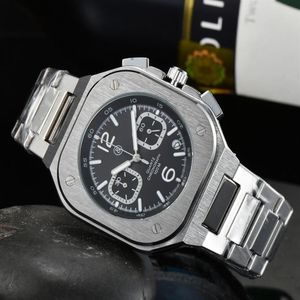 Wristwatches Fashion BR Model Sport Watchband Quartz Bell Luxury Multifunction Watch Business Stainless Steel Man Ross Wristwatch2589