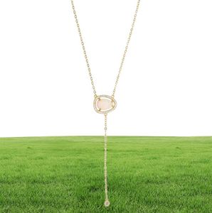 2018 latest design gold plated necklace for women jewelry high quality cz opal stone european women long Y lariat necklace style2854808