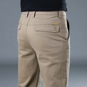 Pantaloni da uomo primaverile autunno inverno puro cotone casual slim tutti abbigliamento da uomo lungo le cose da uomo grigio kaki 231212