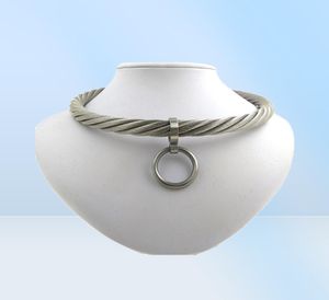 ペンダントネックレスエースステンレススチールワイレロープロック可能なTorkue Slave Colker Choker Men Men Chain Necklace Bondage Restraints Set Choker 2211036511209