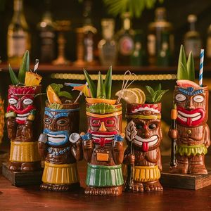 Canecas Havaianas Tiki Copo Coquetel Chefe Série Criativa Cerâmica Bar Vinho Vidro Tiki Bar Decorações Ornamentos Presente Personalizado 231212