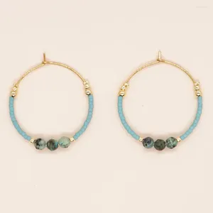 Dangle Earrings Beaded Tide Simple Bohemia Hand Knitting Circle Turquoise Design Geometry Rice Bead