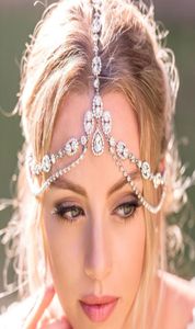 Stonefans Boho Head Chain Peri Tiara Taş Takı ile Kadınlar Gelin Düğün Kristal Tepesi Başlık Zinciri Partisi MX200725569594