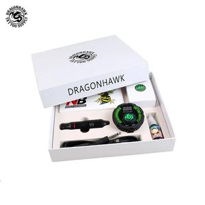 Kits de armas de tatuagem Dragonhawk Professional Kit Set Rotary Machine Pen Power Ink Define Agulhas Acessórios Maquiagem Caixa de Presente 231211